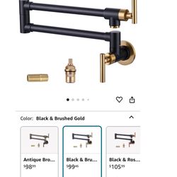 Pot Filler In Black and Brushed Gold