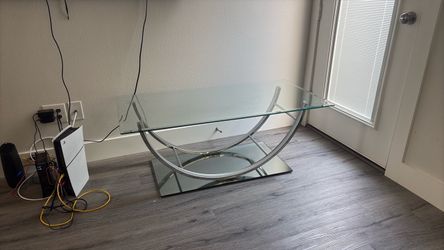 Glass Top Coffee Table with Chrome Frame