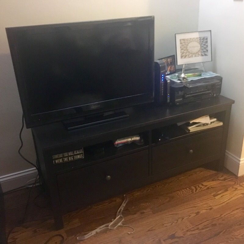 HEMNES TV Stand with 2-drawers - Black-Brown, IKEA, Solid Wood, Modern