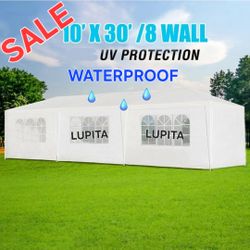 10x30 White Gazebo Wedding Party Tent Canopy With 6 Windows & 2 Sidewalls -8 (FOR SALE)