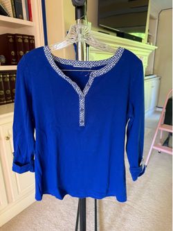 Karen Scott split-neck knit Henley top