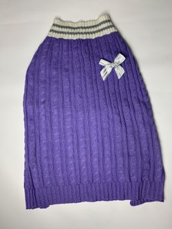 Large Dog Pet Purple Cable Knit Sweater