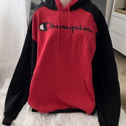 Men's Champion Red & Black Long Sleeve Pullover Hoodie XL Size