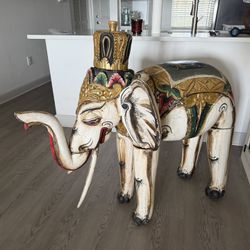 42” H Wooden Elephant