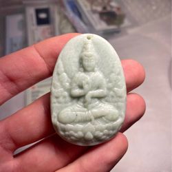 Certified Natural Jade Guan Yin Pendant