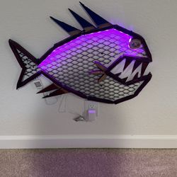 Metal Fish Art Lights Up With Remote