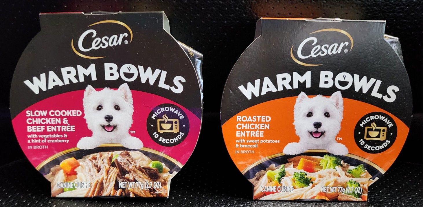 Cesar Warm Bowls Wet Dog Food: Chicken & Beef, Roasted Chicken Entrées, 2 x 2.7oz Trays