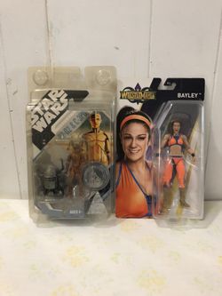 Star Wars R2-D2 & C-3PO 2007 Figures Wrestlemania Bayley 2017 Figure Both New $15 Each