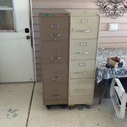 Two File Cabinets. Four Drawer On 3” Dolly Wheels $25 Each