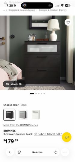 IKEA BRIMNES 3-Drawer Dresser Black