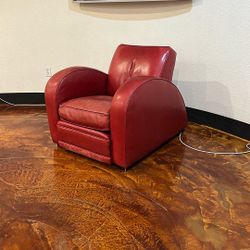 Red Real Leather Sofa 