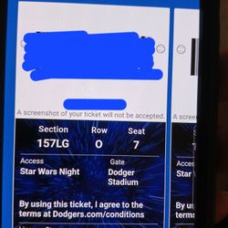 Dodgers Tix For 5/6 Star Wars Night
