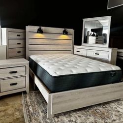New Queen, Size 5 Piece Bedroom Furniture, Set Without Mattress, Including Free Delivery
