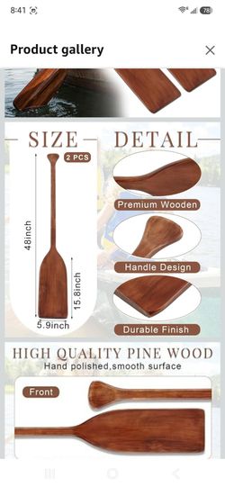 Silipull Wooden Canoe Paddle, 4 Ft, Walnut (2-Pack)