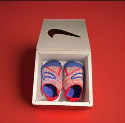 Trending Nike Swoosh 1 Slip-On Colorblock Sneakers Red/Blue/Gray Baby Toddler 4C