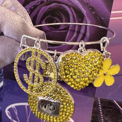 Yellow Charm Bangle Bracelet #5