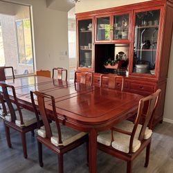 Exquisite Rosewood Dining Set - Table, 8 Chairs & China Cabinet - Made in Hong Kong