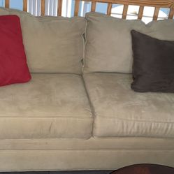 Couches, 2 end tables, Storage Ottoman