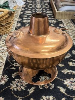 Vintage Chinese Copper Hot Pot Hibachi Charcoal Grill