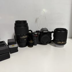 Nikon D3300 With Batteries And Lenses