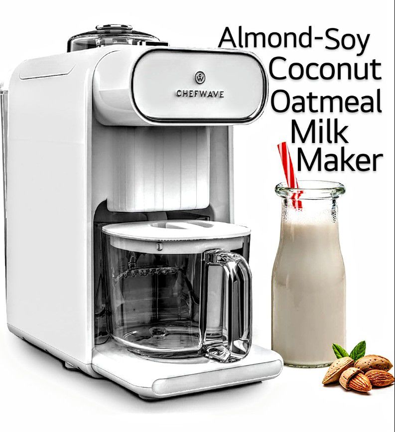 ChefWave Milkmade Dairy Alternative Vegan Milk Maker with 6 Plant-Based Auto Programs (Almond, Cashew, Oat, Soy, Macadamia, Coconut), No Soaking