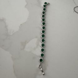 bracelet only green  silver tone