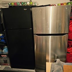 Two Refrigerators for Sale - LG Stainless & Black Whirlpool