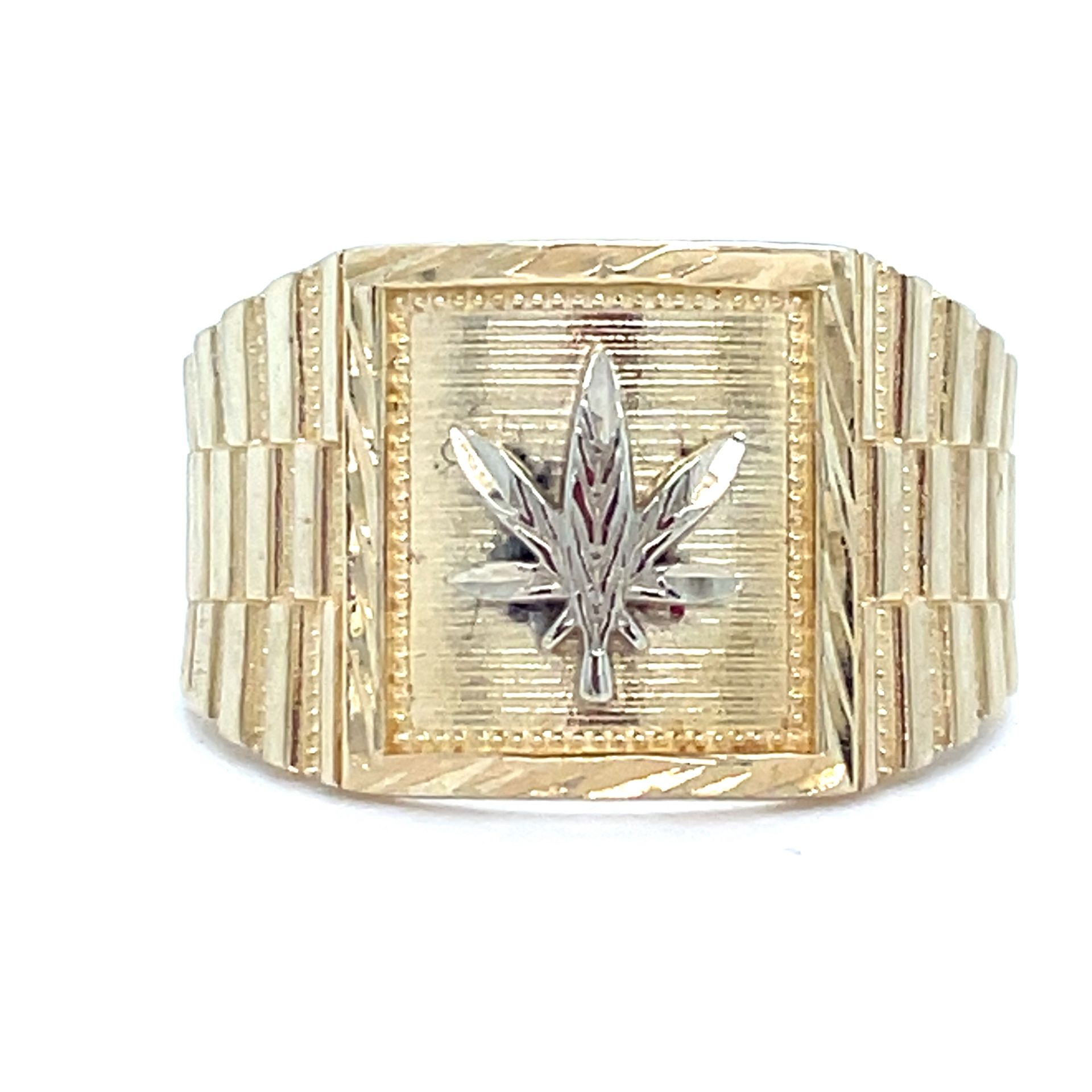 10Kt Two Tone Weed Ring 4.50g Size 9 192040/12
