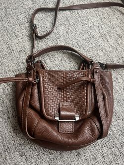 Kooba Brown Leather Woven Bucket Bag
