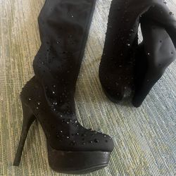 Black Sequin Ladies Boots