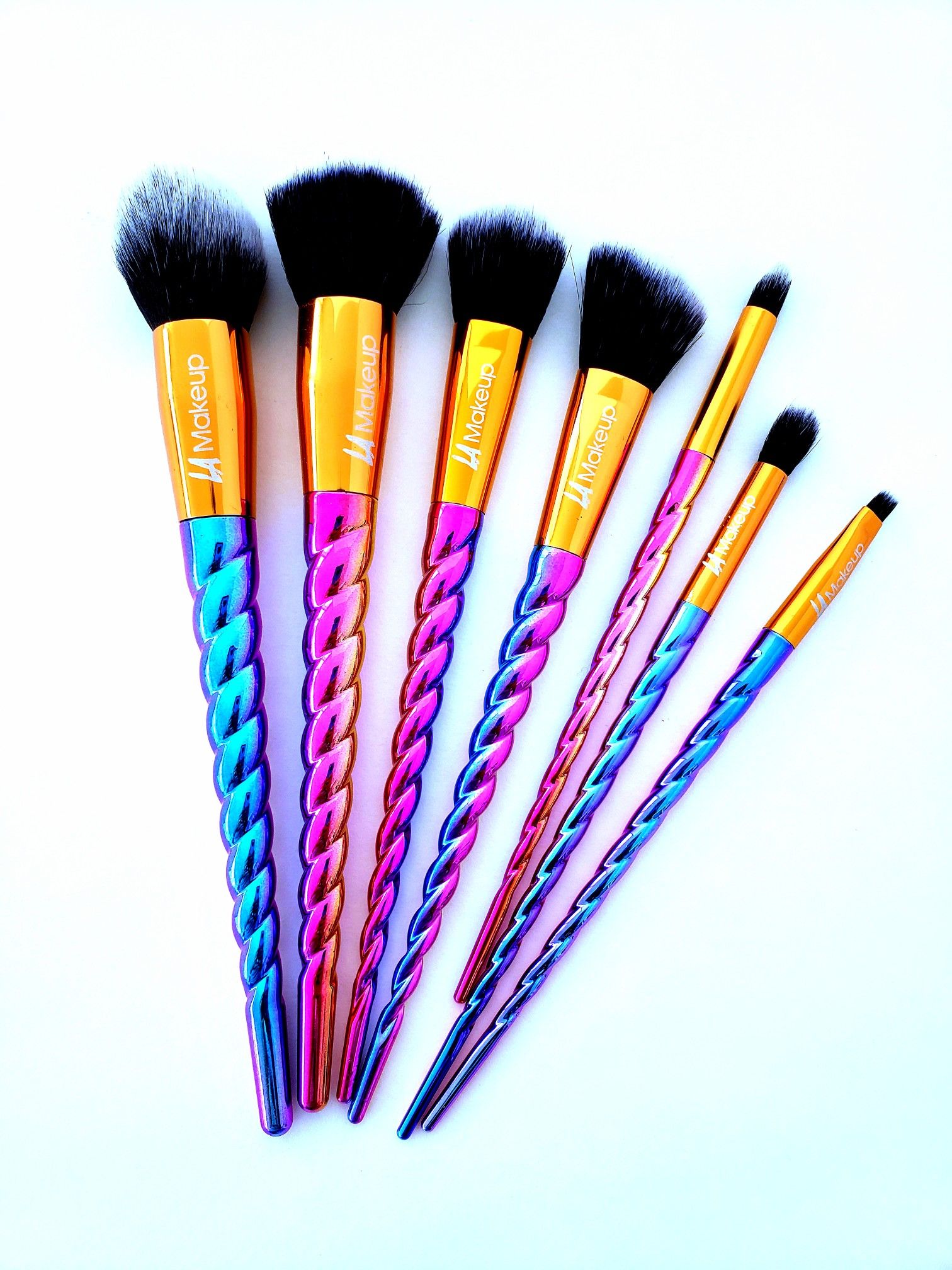 Colorful unicorn makeup brushes