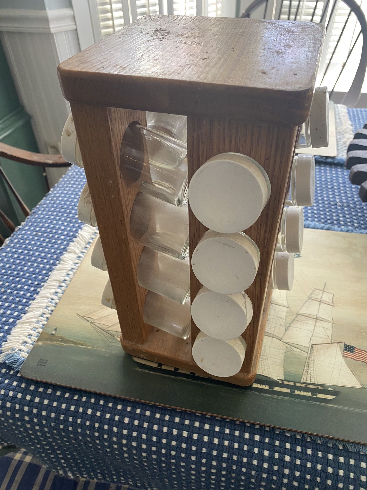 Solid Oak Revolving Spice Rack