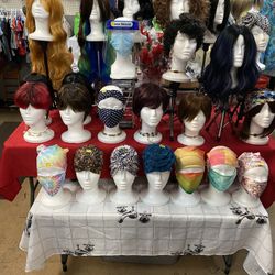 Human and synthetic new wigs and hair wrap and face mask