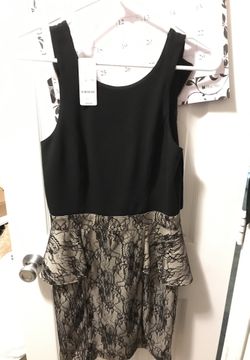 Bebe dress. XS, black and lace. Fits above the knee