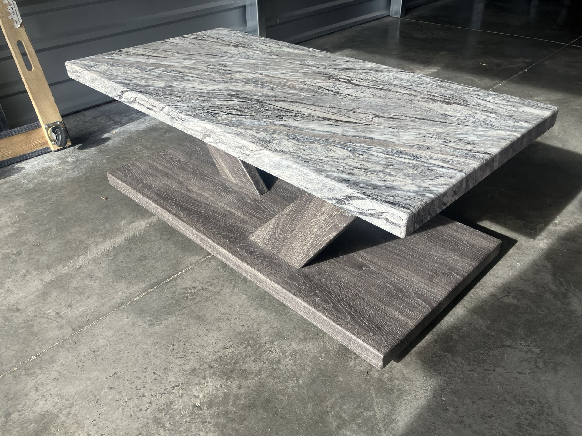 Free Gorgeous  XL 4 foot Gray Marble Veneer coffee table