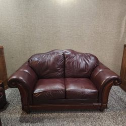 Burgundy Leather Love Seat