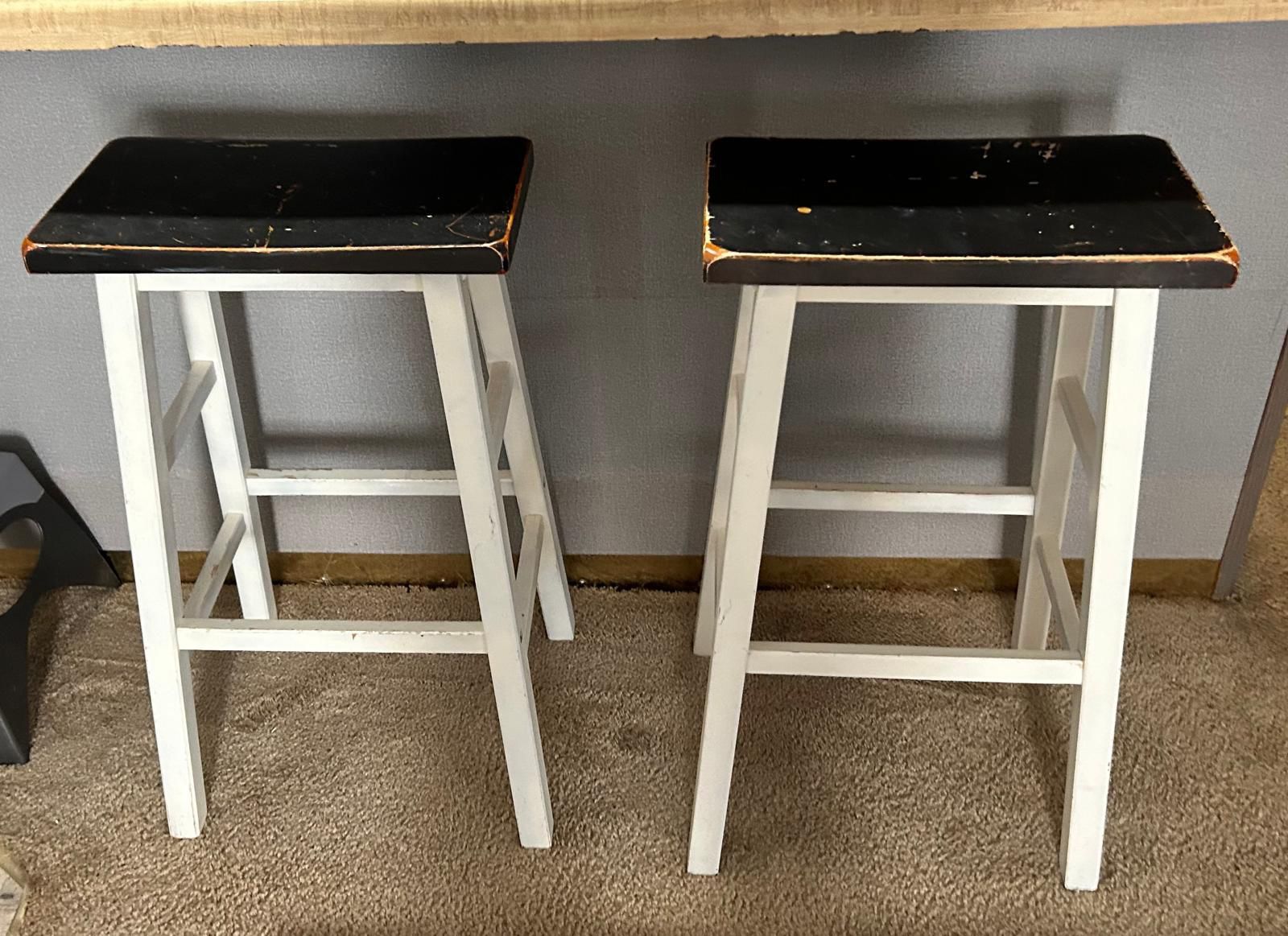 2 Bar Stools - Distressed Look