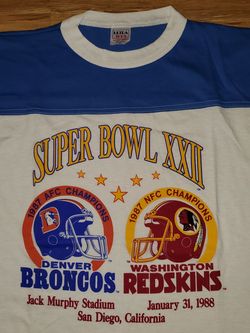 OLD STYLE TSHIRT SUPER BOWL XXII JANUARY 31,1988