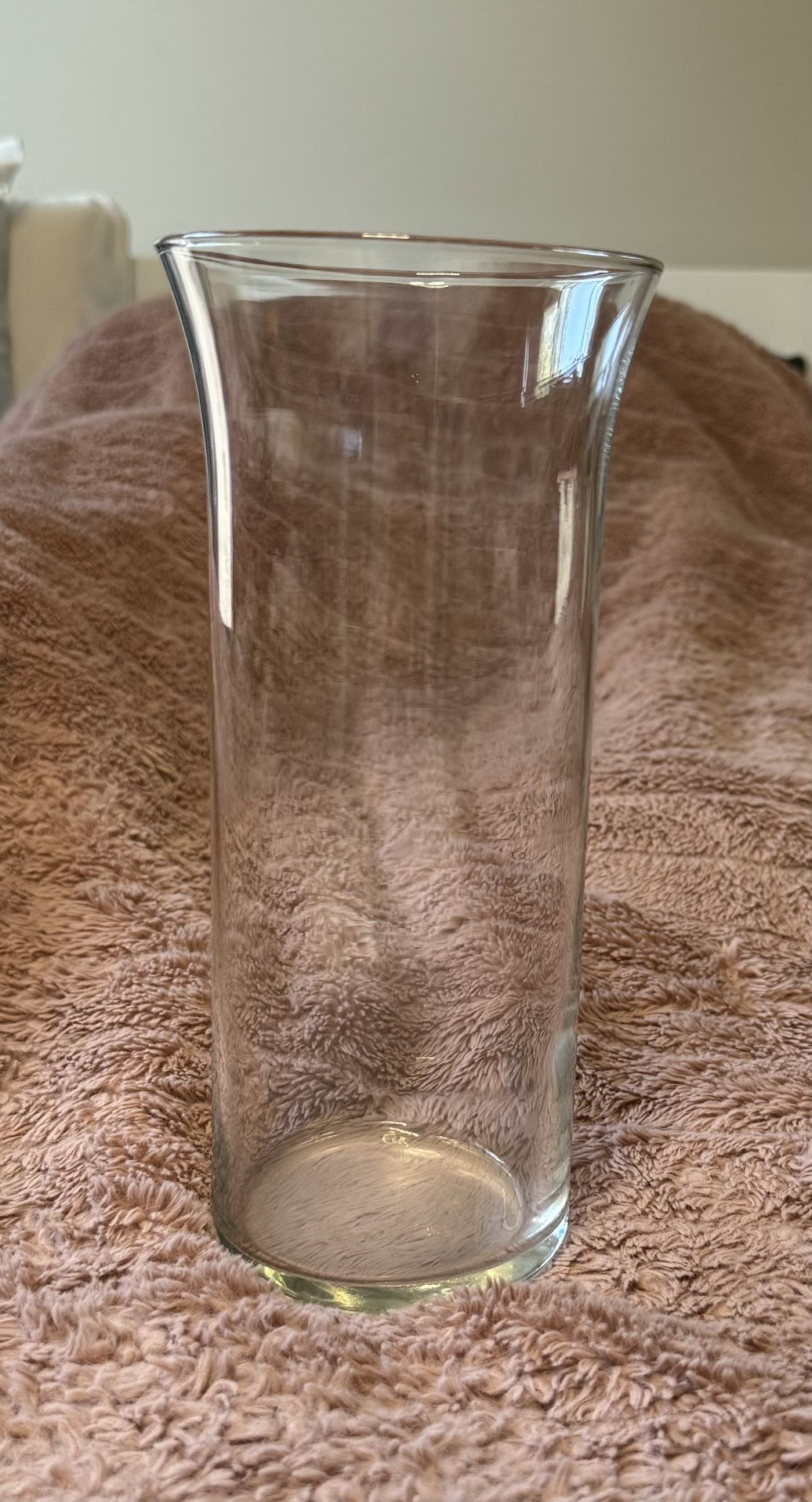 Clear Glass Flower Vase – Tall Flared Cylinder Design