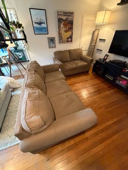 Couch / Sofa and Loveseat Set - Brown