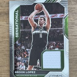 2020-21 Prizm BROOK LOPEZ Sensational Swatches #SSW-BLP Game Used Patch Bucks