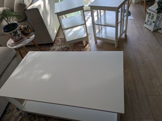 White Coffee Table and Side Tables Set