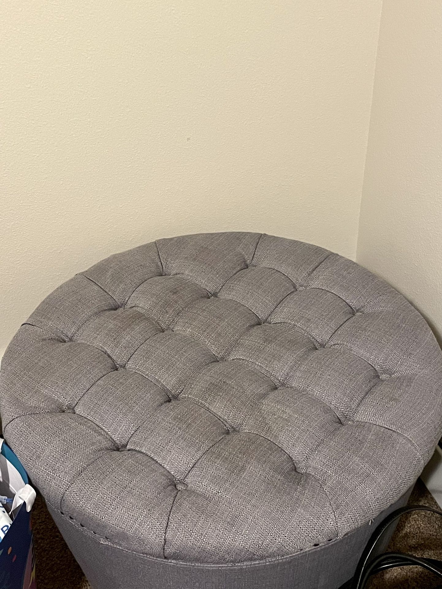 Grey Round Ottoman