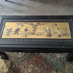 Antique Mother Of Pearl Very Unique 2 Sided Tray Coffee Table 