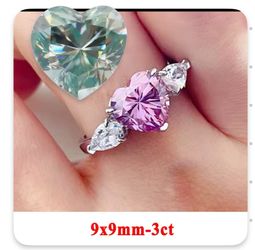 Light Sea Blue Moissanite Heart Ring Size 7