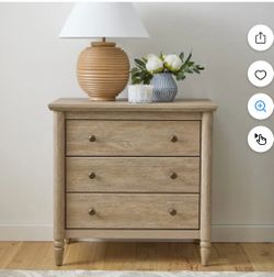 3-Drawer Wood Dresser with Turned Legs