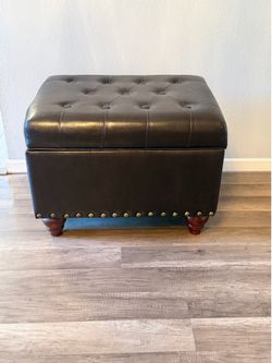 Faux Leather Brown Ottoman