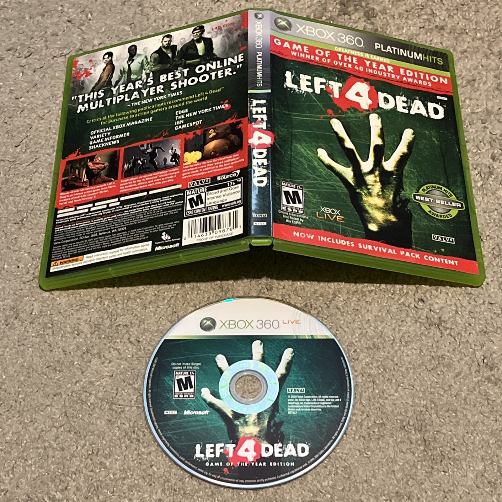 Left 4 Dead -- Game of the Year Edition Microsoft Xbox 360 No Manual Tested