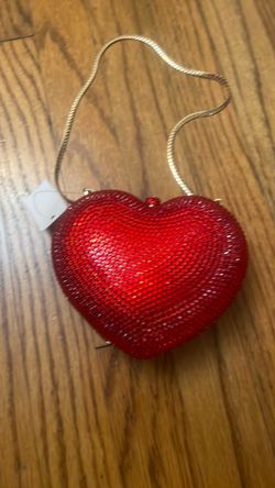 Red Crystal Heart Clutch Purse