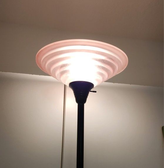 Vintage 70 " Torchiere Uplight Floorlamp.  Glass and Metal